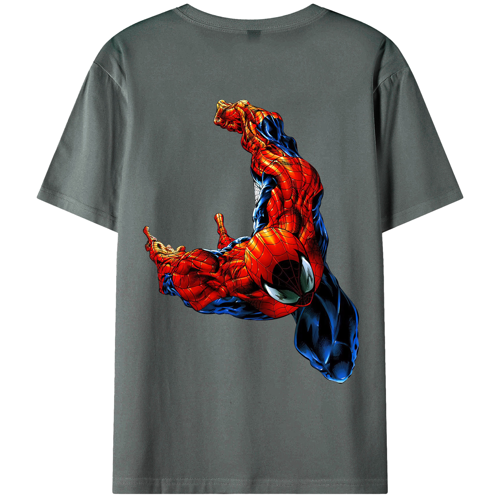 （画像用） Spider Man スパイダーマン 綿100％ メンズ半袖Tシャツ（バックプリント） 通気性